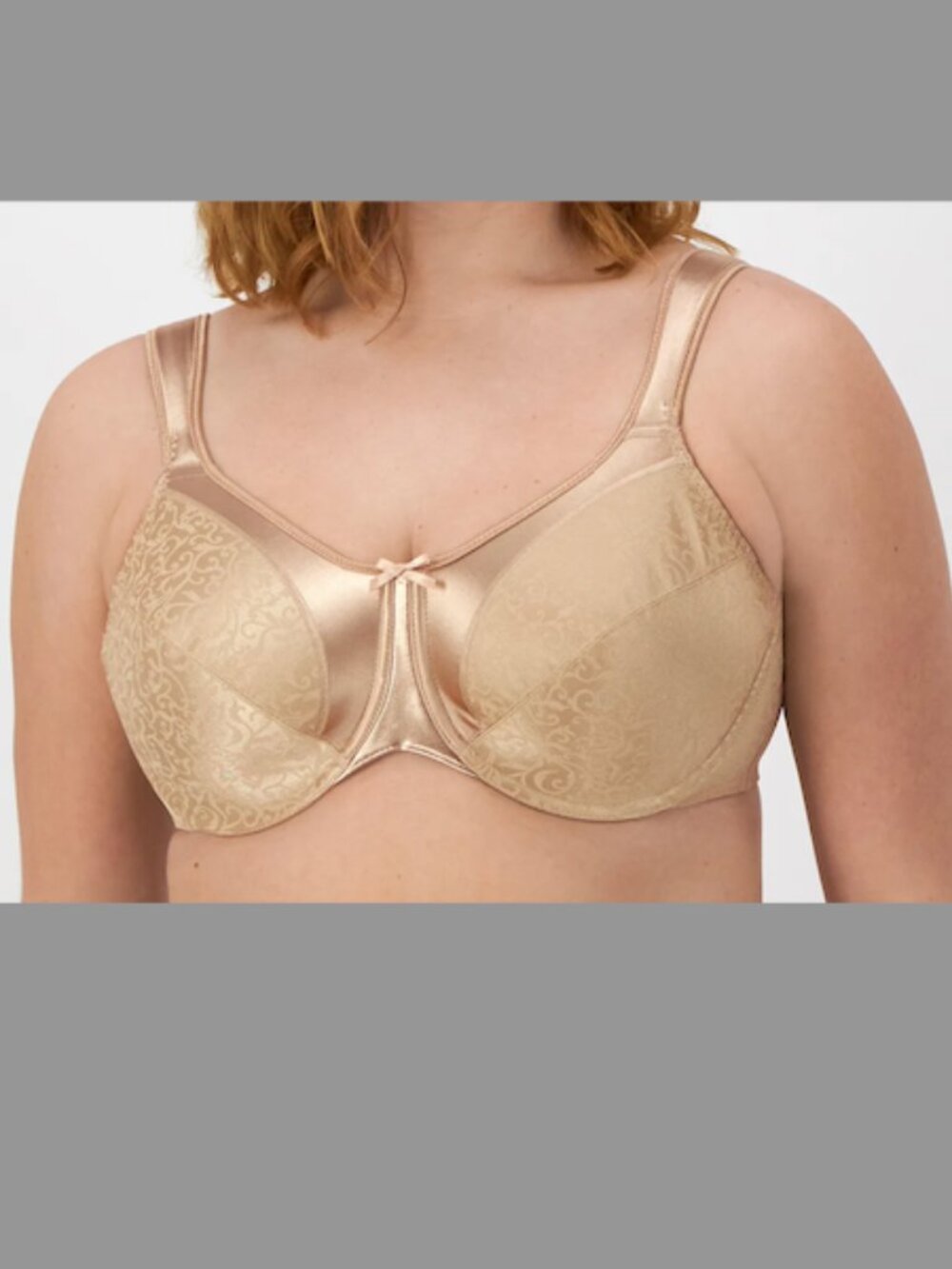 Bali 3562 Satin Tracings Underwire Minimizer Bra Size 34DD No Padding, nude